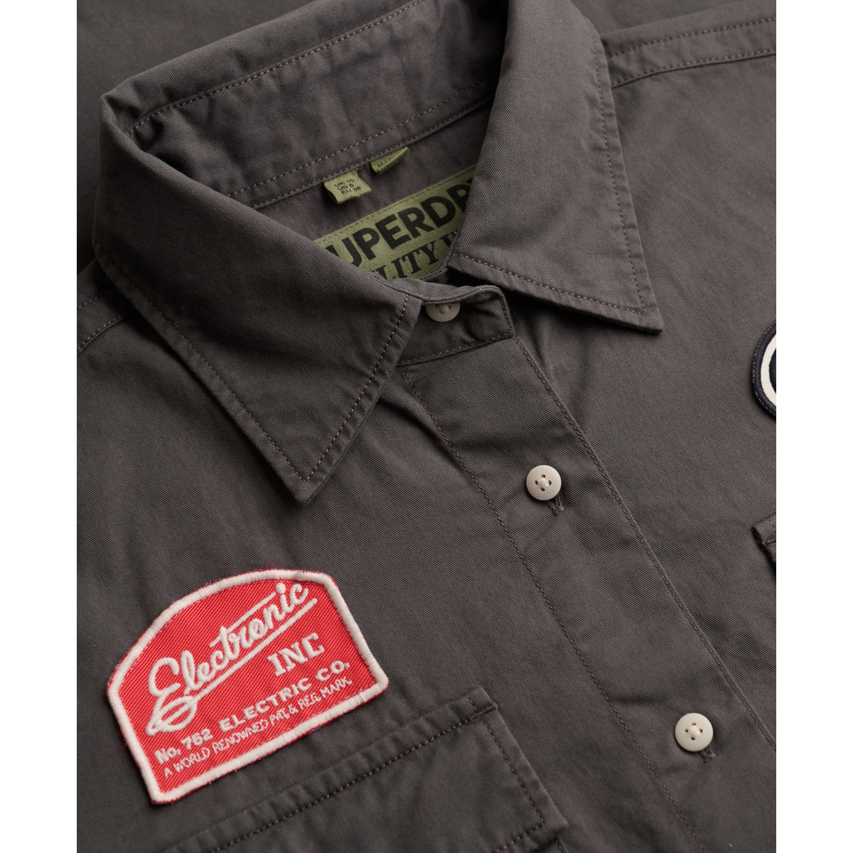 Chemise Scout Manches Courtes Coupe Décontractée gris acier, SUPERDRY