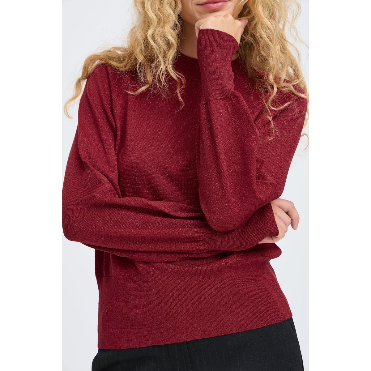 Pull en maille manches longues rouge sun-dried tomato, B.YOUNG