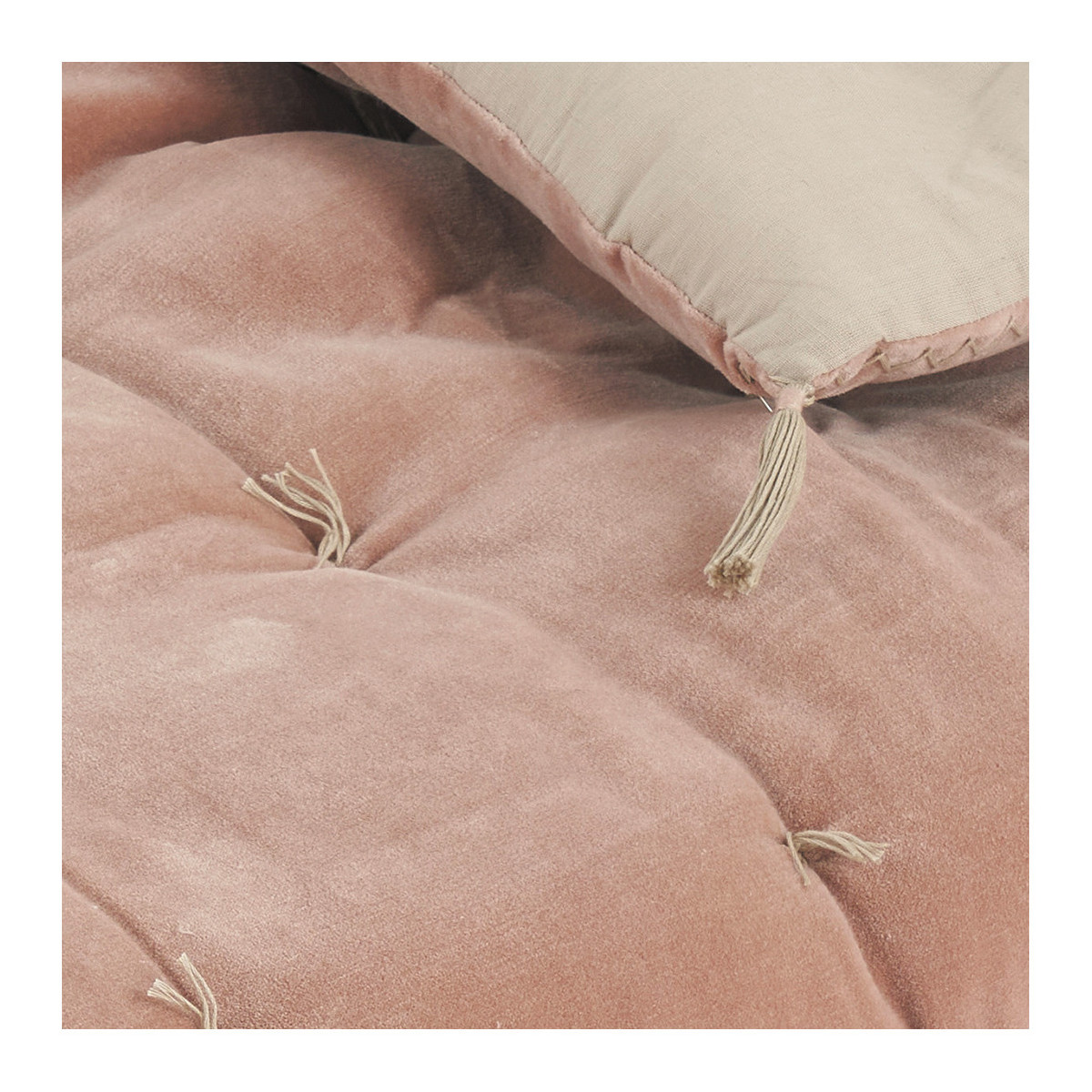 Futon en velours rose, BLANC D’IVOIRE