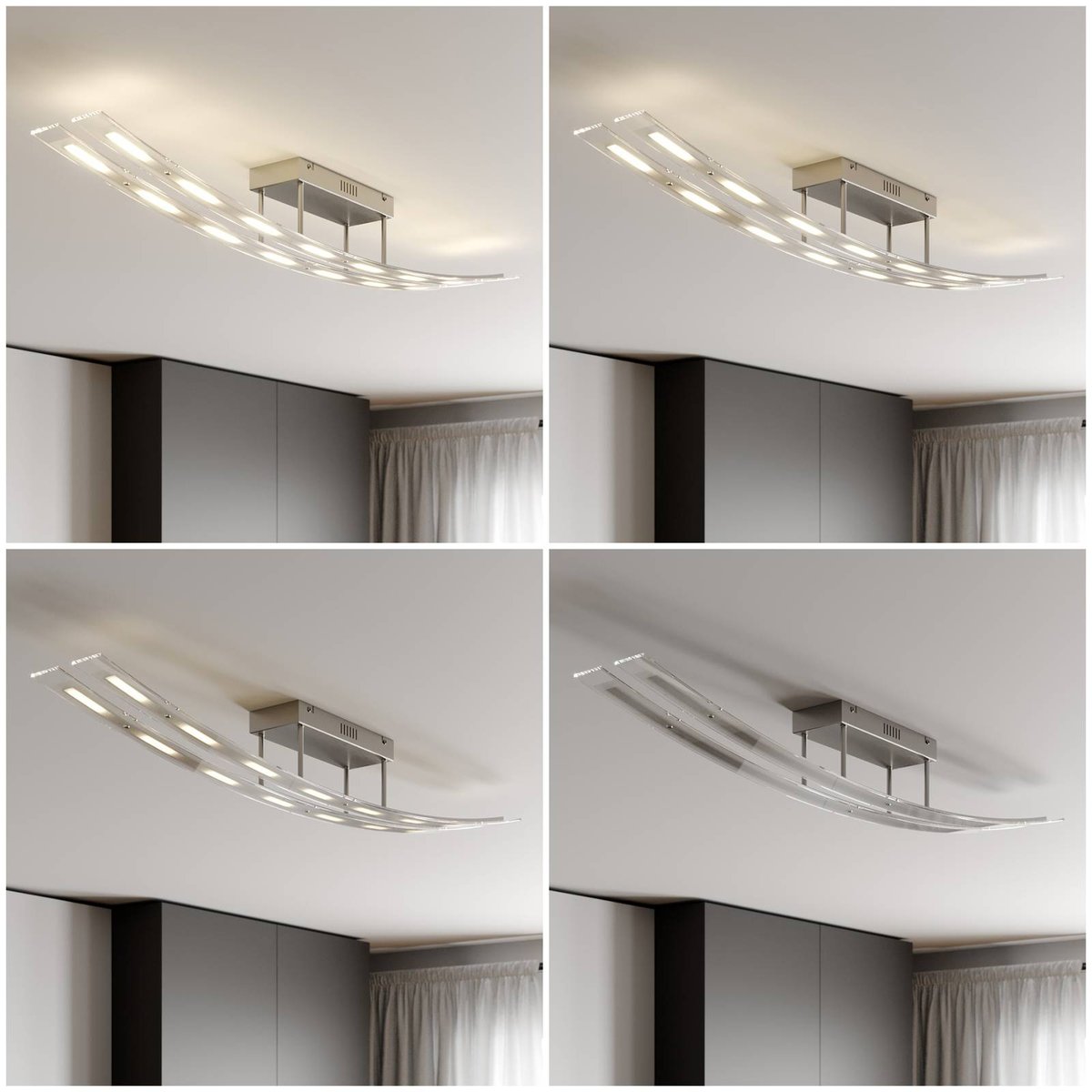 Plafonnier en verre moderneLED, Jarda frosté, nickel mat, LINDBY