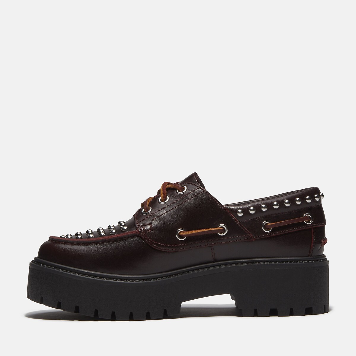 Derby-Schuhe mit Keilabsatz, aus Leder, mit Nieten, STONE STREET BOAT SHOE bordeaux , TIMBERLAND