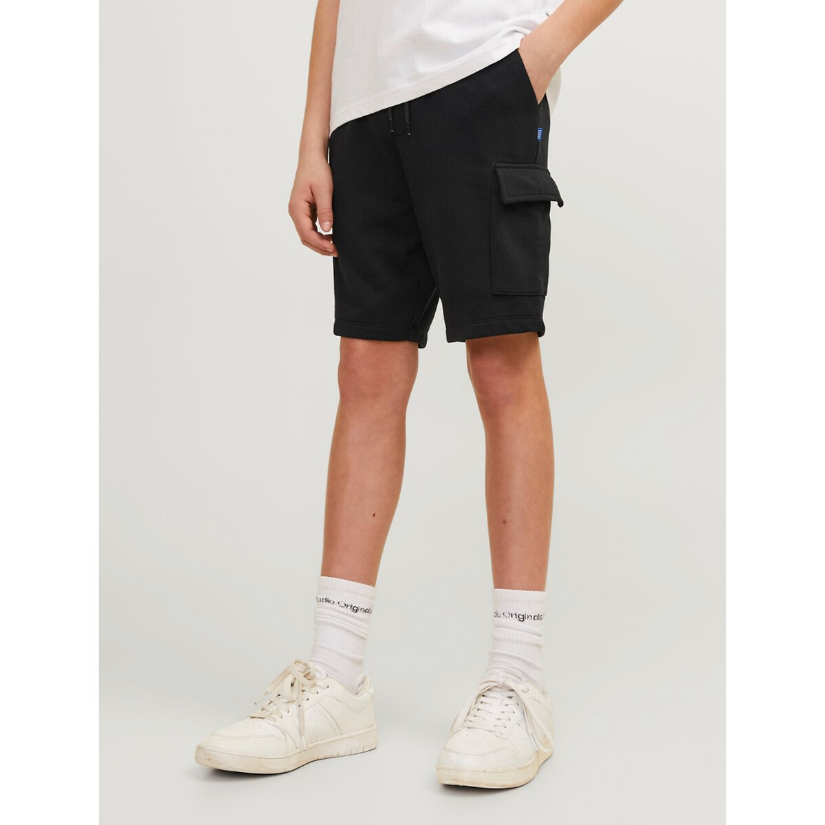 Short cargo en molleton noir, JACK & JONES JUNIOR