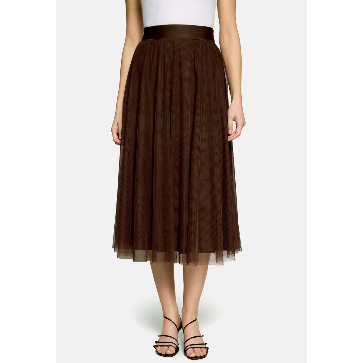 Jupe en tulle à taille élastique chocolate plum, ZERO