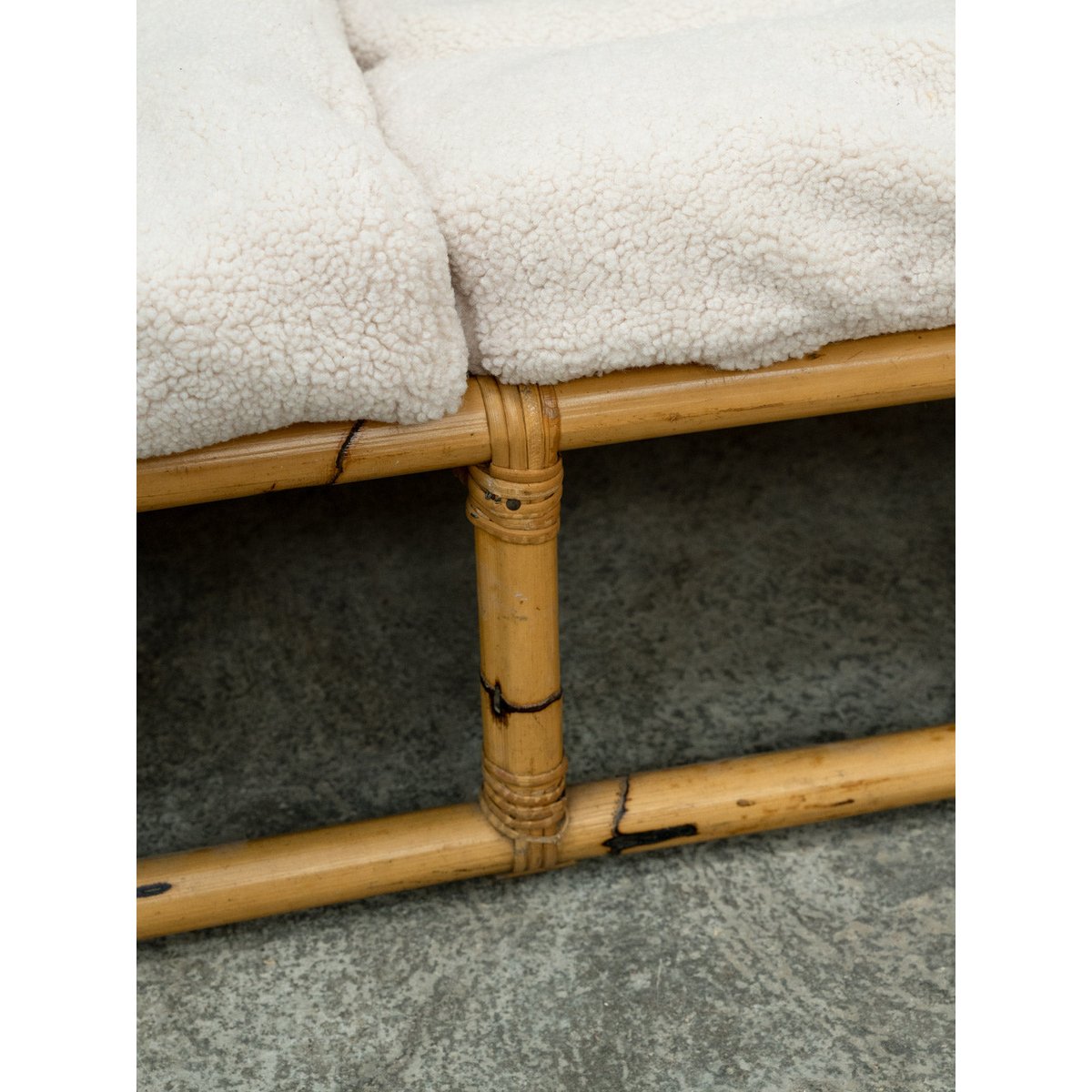Salon en bambou et tissu Jacques N°142 - Bon état naturel, DEBONGOUT