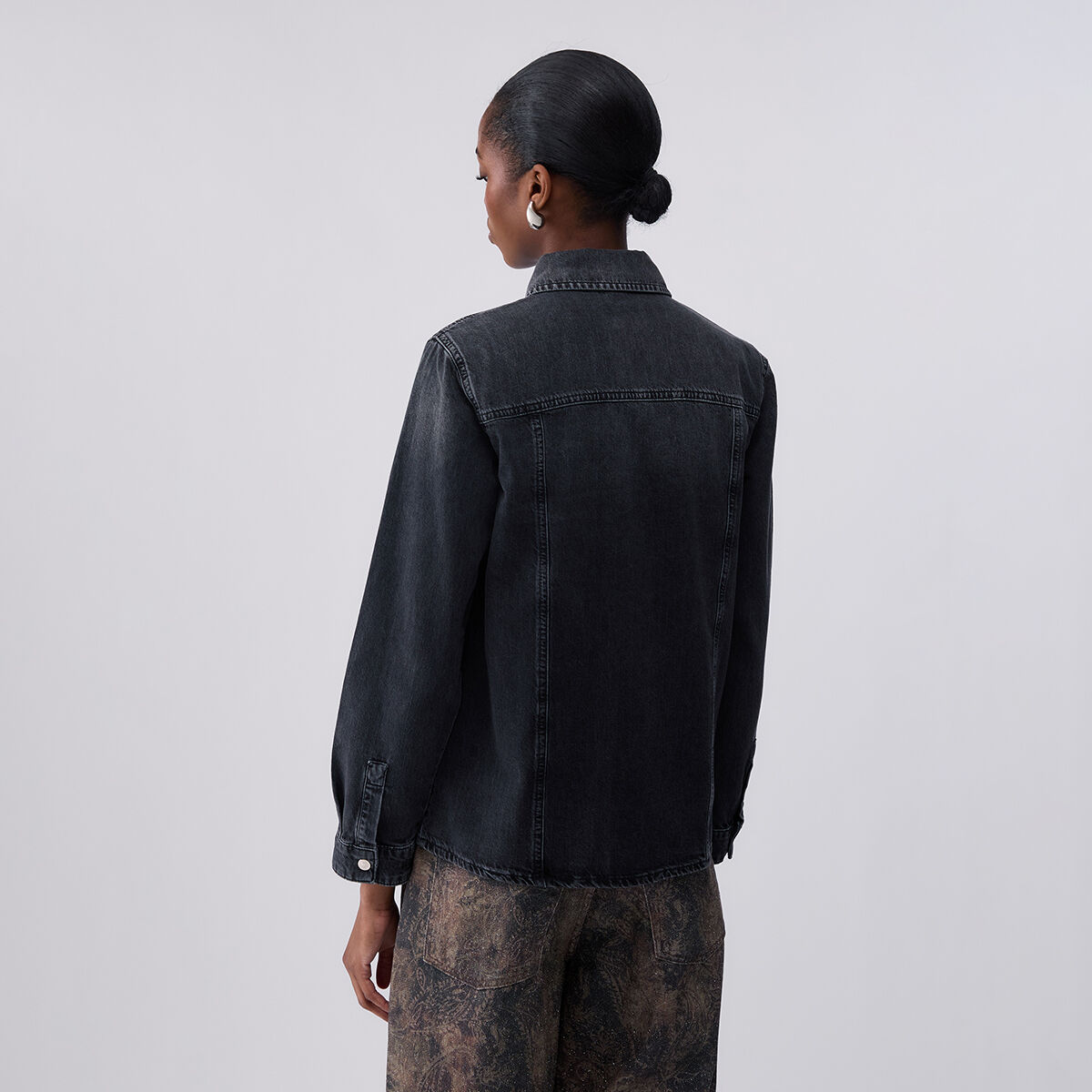 Chemise en denim coupe slim denim noir, LIU JO