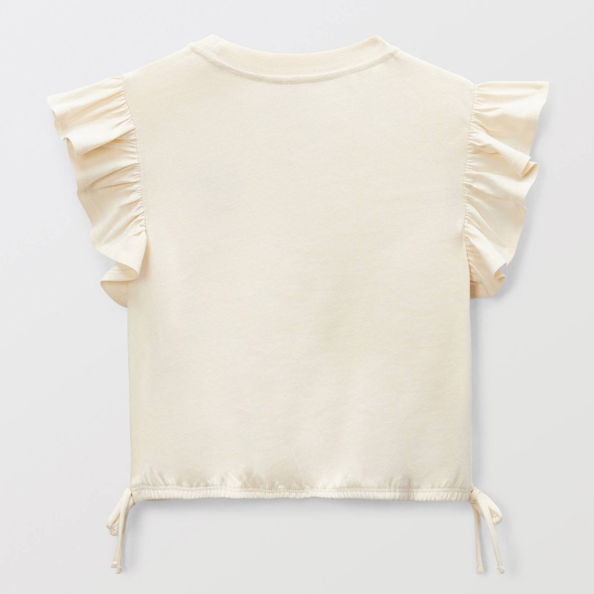 T-shirt brodé et détails noeuds en coton butter cream, MONOPRIX