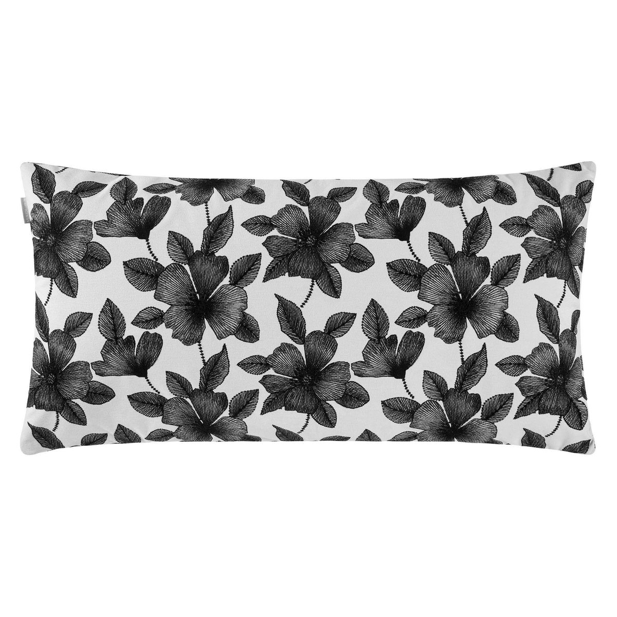 Housse De Coussin en Broderie à motif floral ORNELLA blanc et noir, MADURA