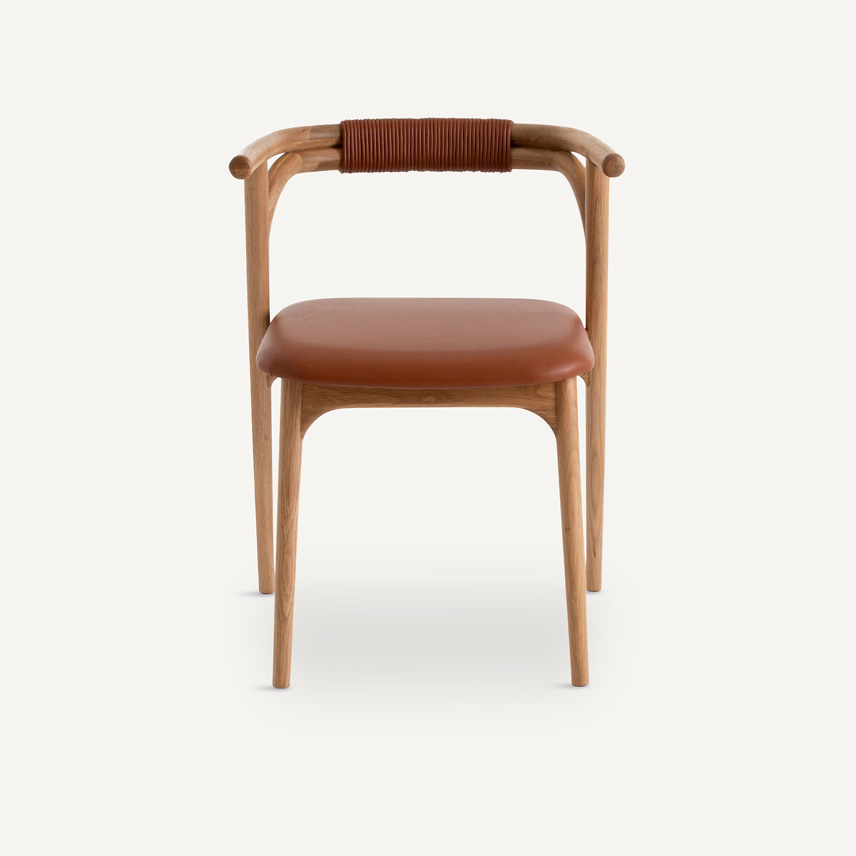 Fauteuil de table chêne et cuir, Fermyo chêne naturel, AM.PM