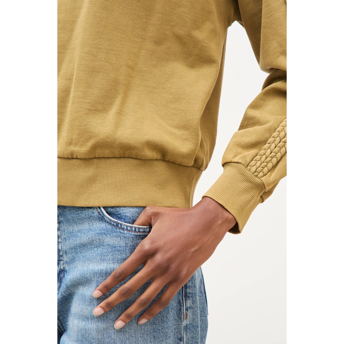 Sweat droit en coton manches longues camel, BONOBO