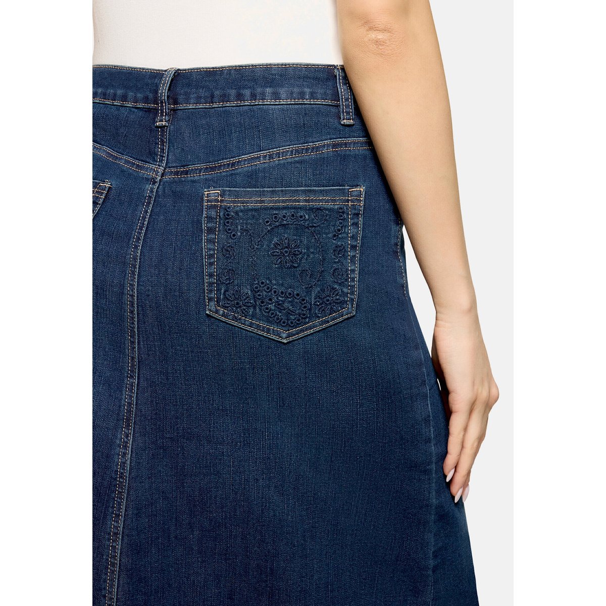 Jupe en jean à effet délavé dark blue denim, BETTY BARCLAY