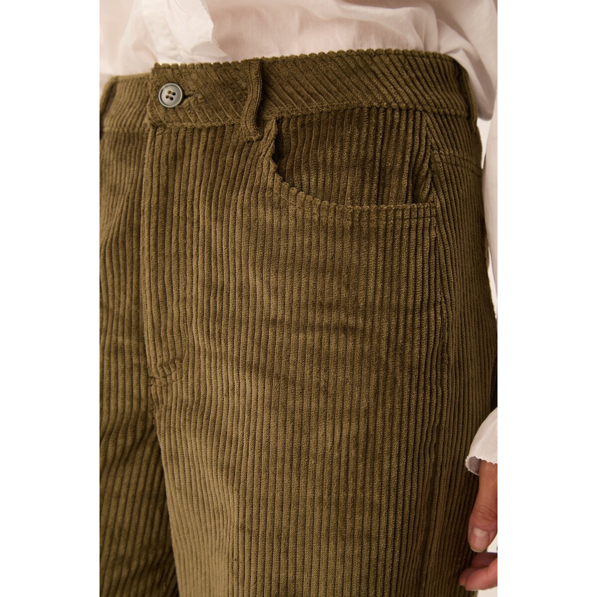 Pantalon large en velours côtelé, TEDETTE kaki, DES PETITS HAUTS