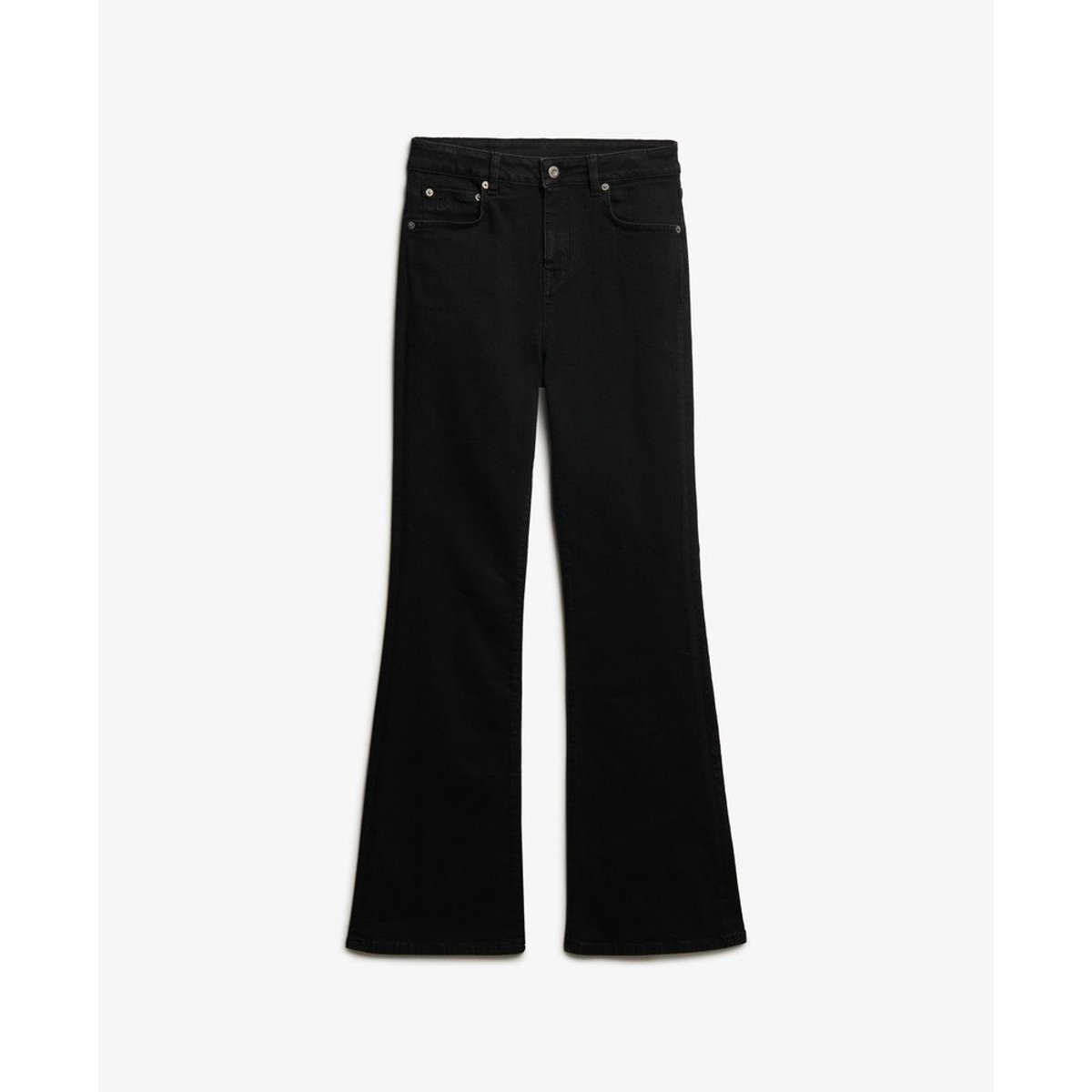 Jean évasé taille moyenne en coton bio noir, SUPERDRY