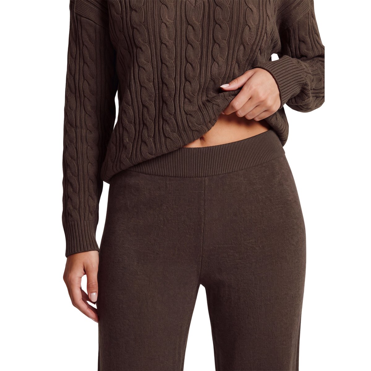 Pyjama pantalon évasé top manches longues Twist And Urban marron, SELMARK
