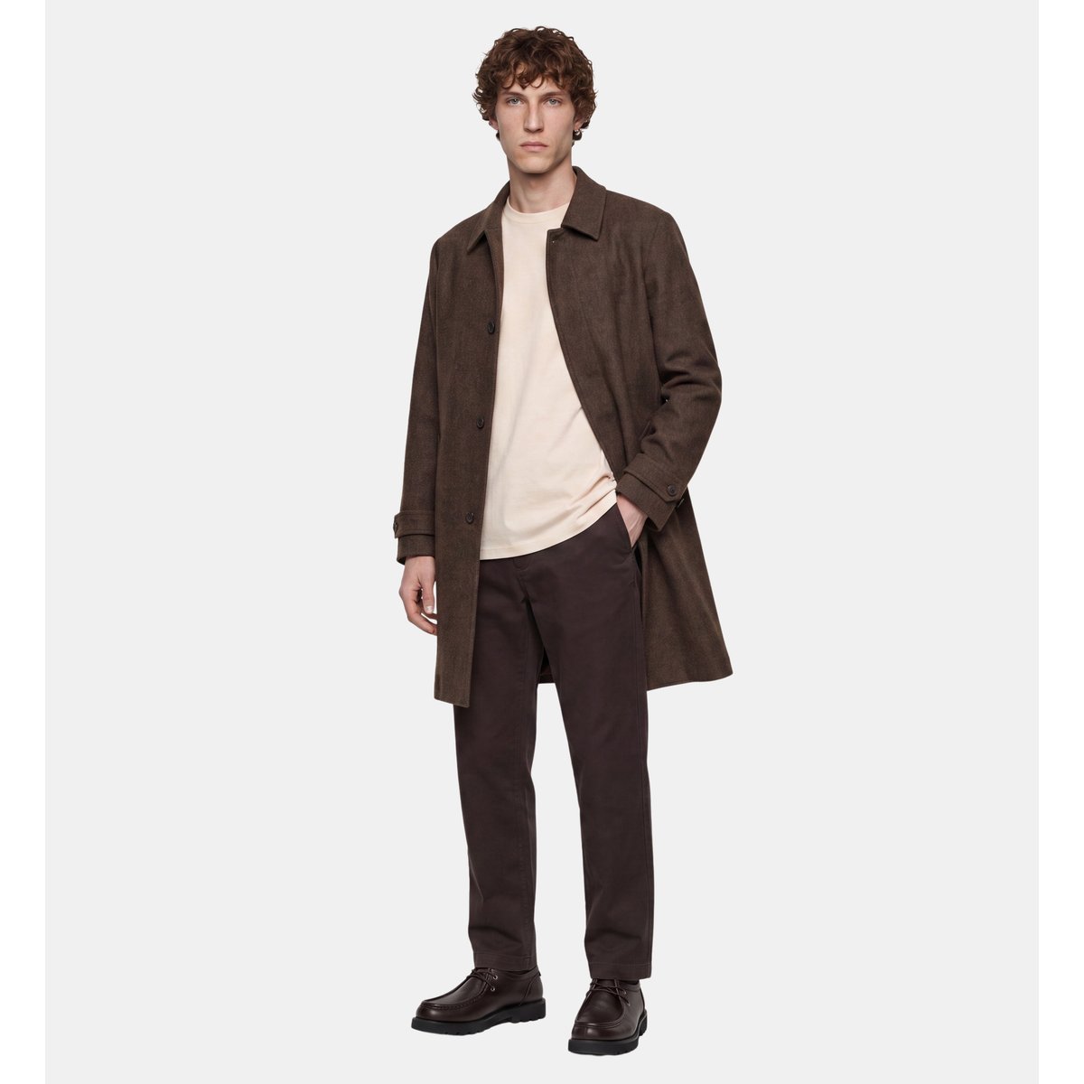 Manteau droit toatwool chevrons marron, GALERIES LAFAYETTE