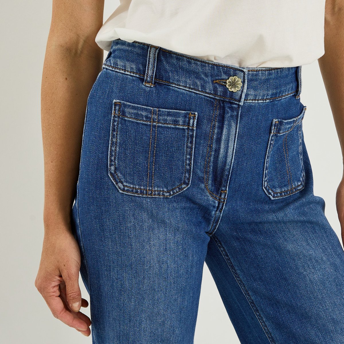 Jean flare raccourci NAPOLI RF02 bleu dark stone, GRAIN DE MALICE