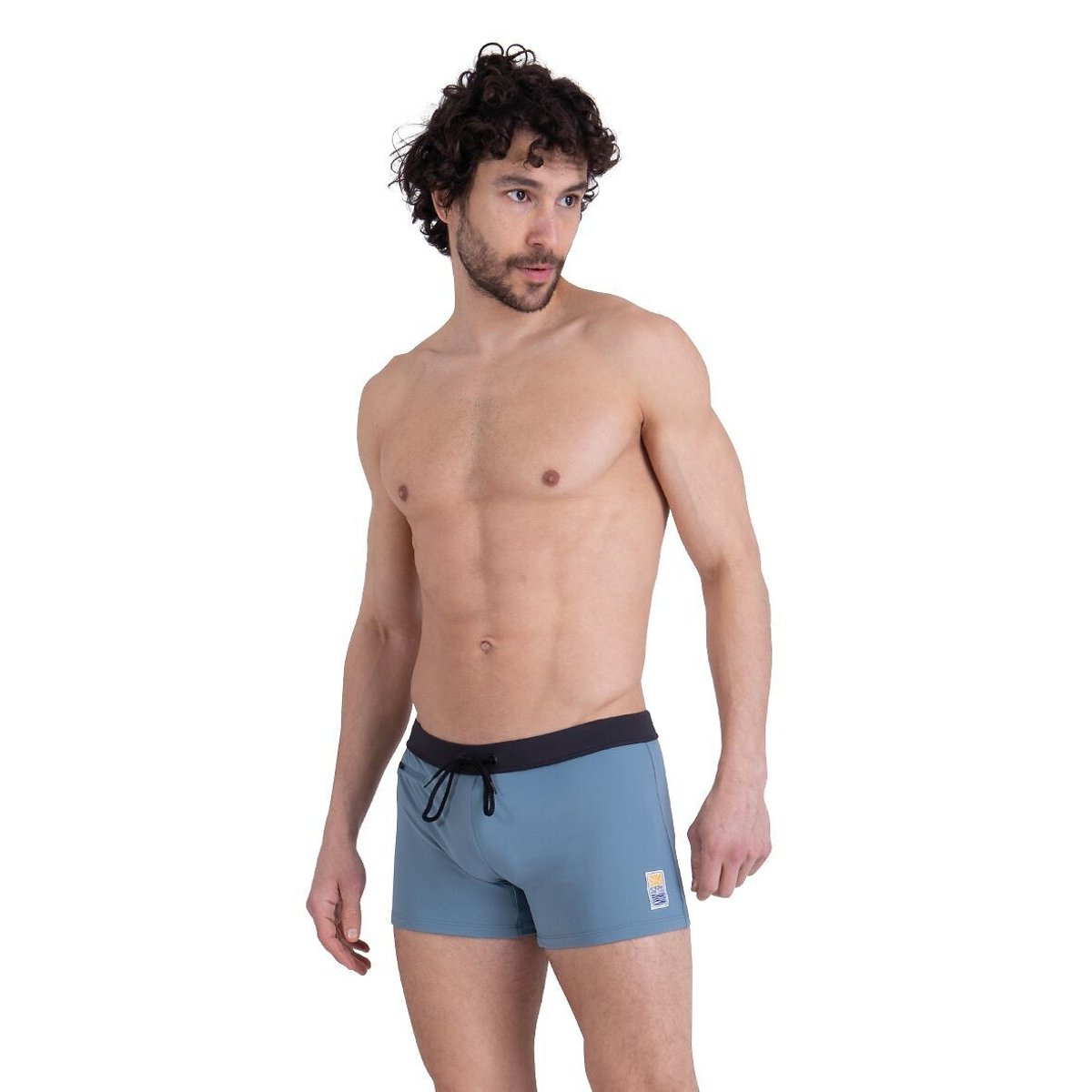 Boxer de bain avec poche zippée gris bleu, ATHENA