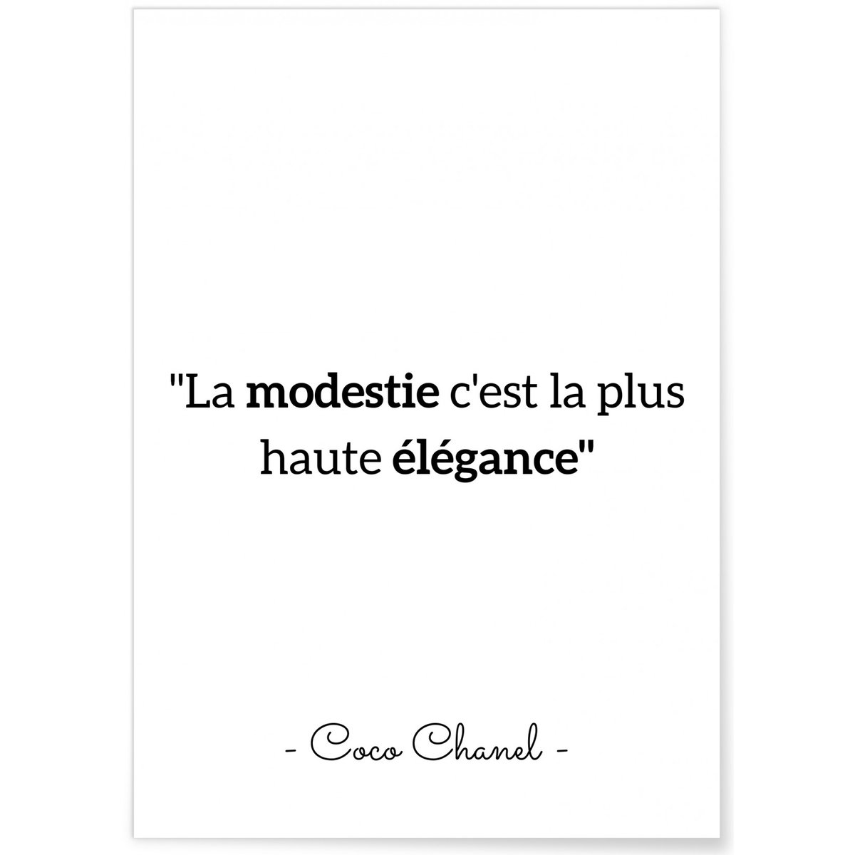 Affiche Coco Chanel : 'La modestie...' blanc, L'AFFICHERIE