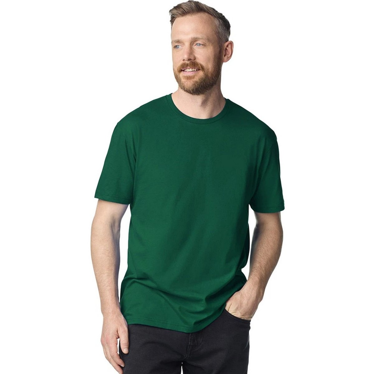 T-shirt uni manches courtes SOFTSTYLE vert foncé, GILDAN