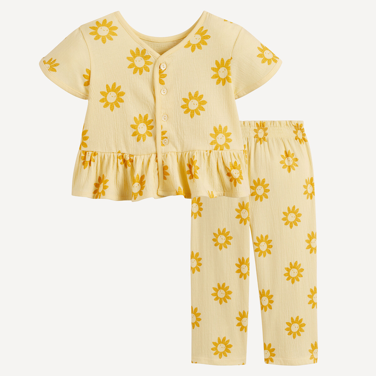 Ensemble 2 pièces top et pantalon, imprimé soleils jaune, LA REDOUTE COLLECTIONS