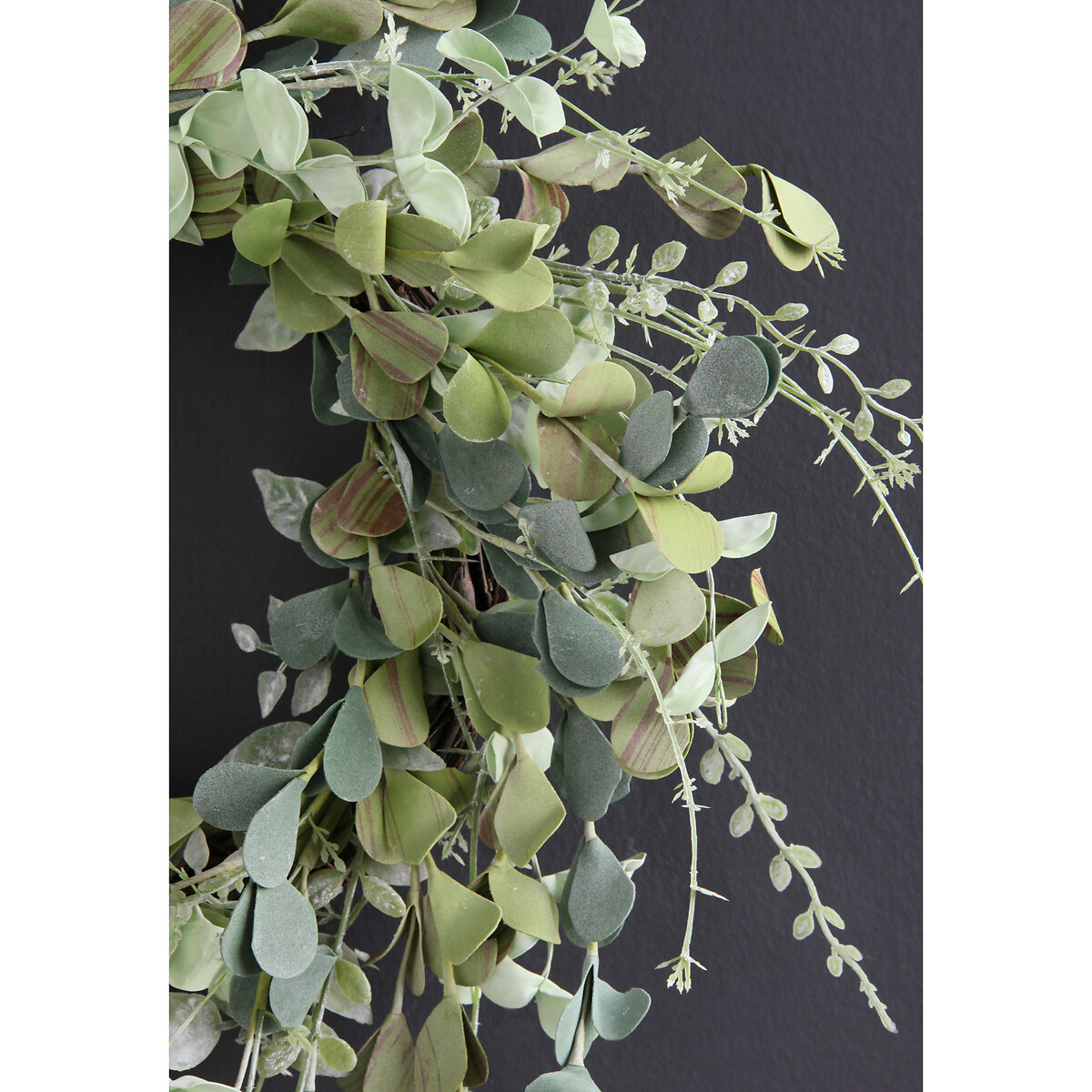 46cm Artificial Mixed Green/Eucalyptus Wreath on Rattan Base green, SO'HOME