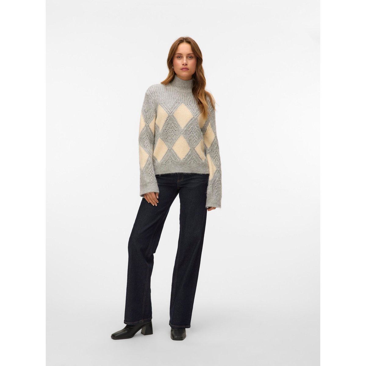 Pull En Maille grise - light grey melange, VERO MODA