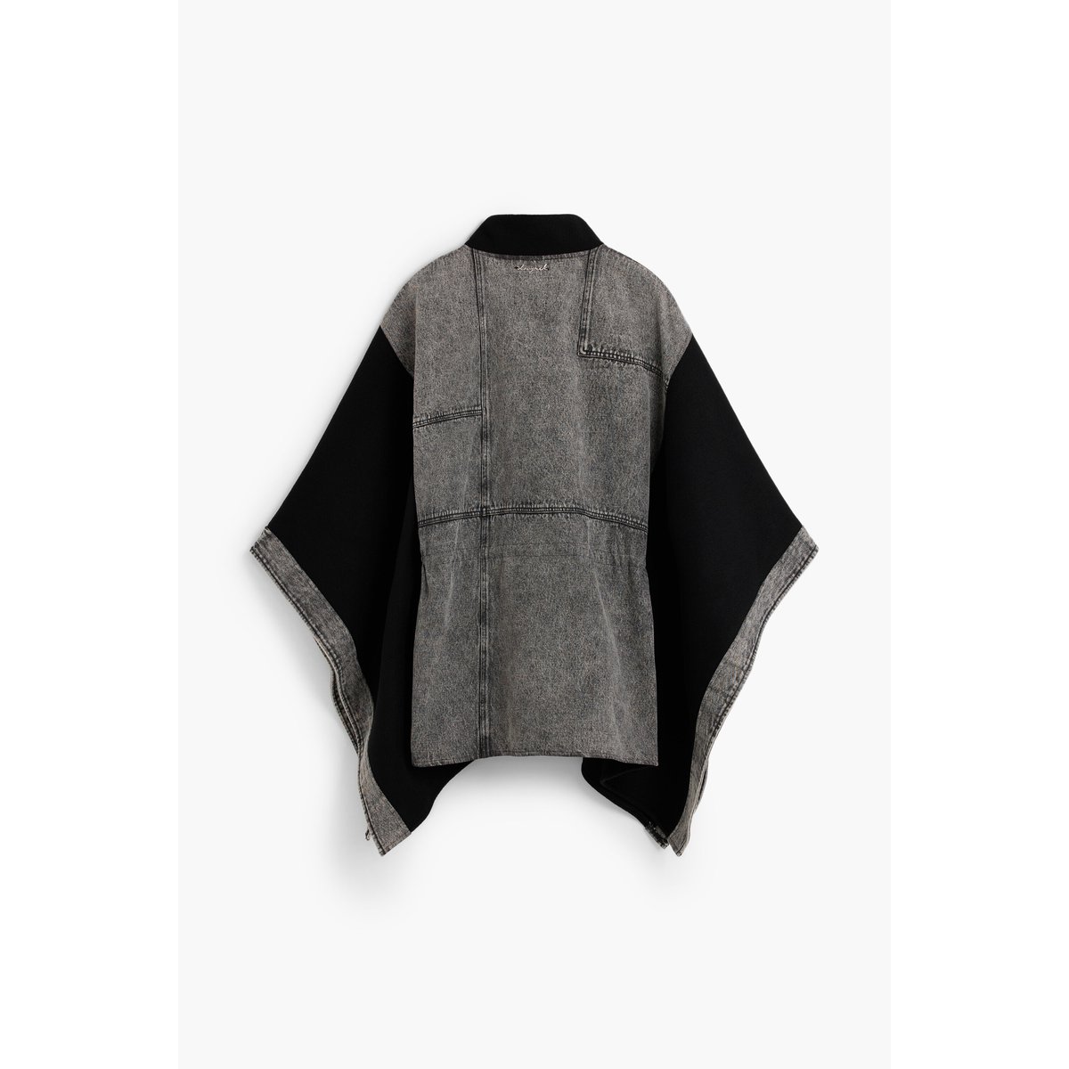 Poncho en denim contrasté noir, DESIGUAL