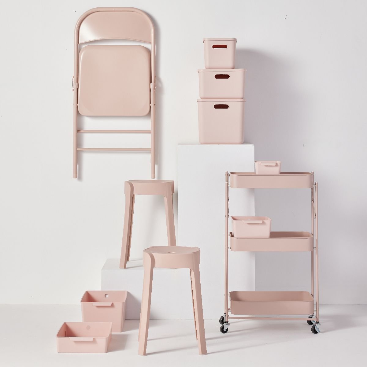 Panier de rangement avec couvercle plastique EQUIPMENT rose, UTILITY