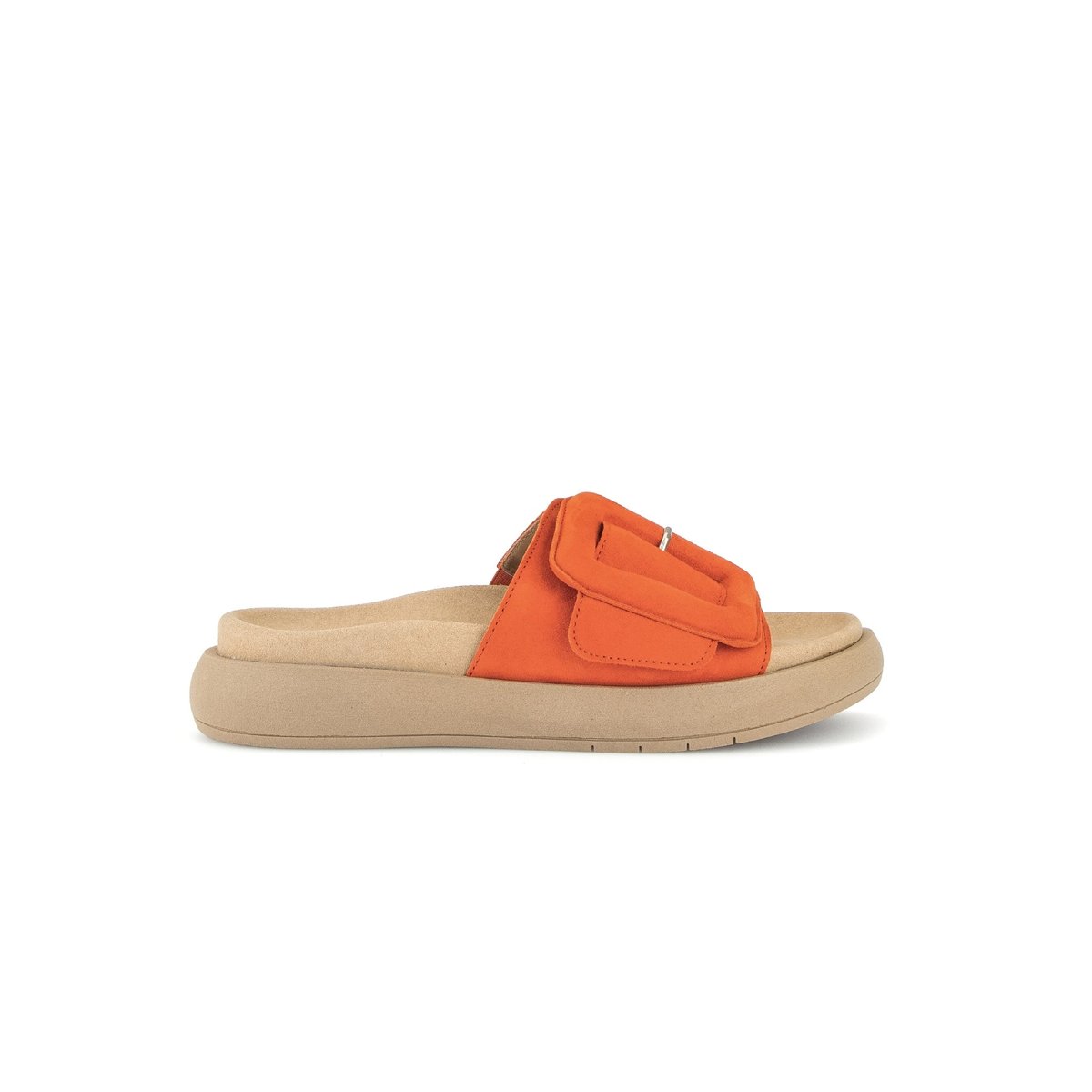 Mules en à talon compensé orange velours, GABOR