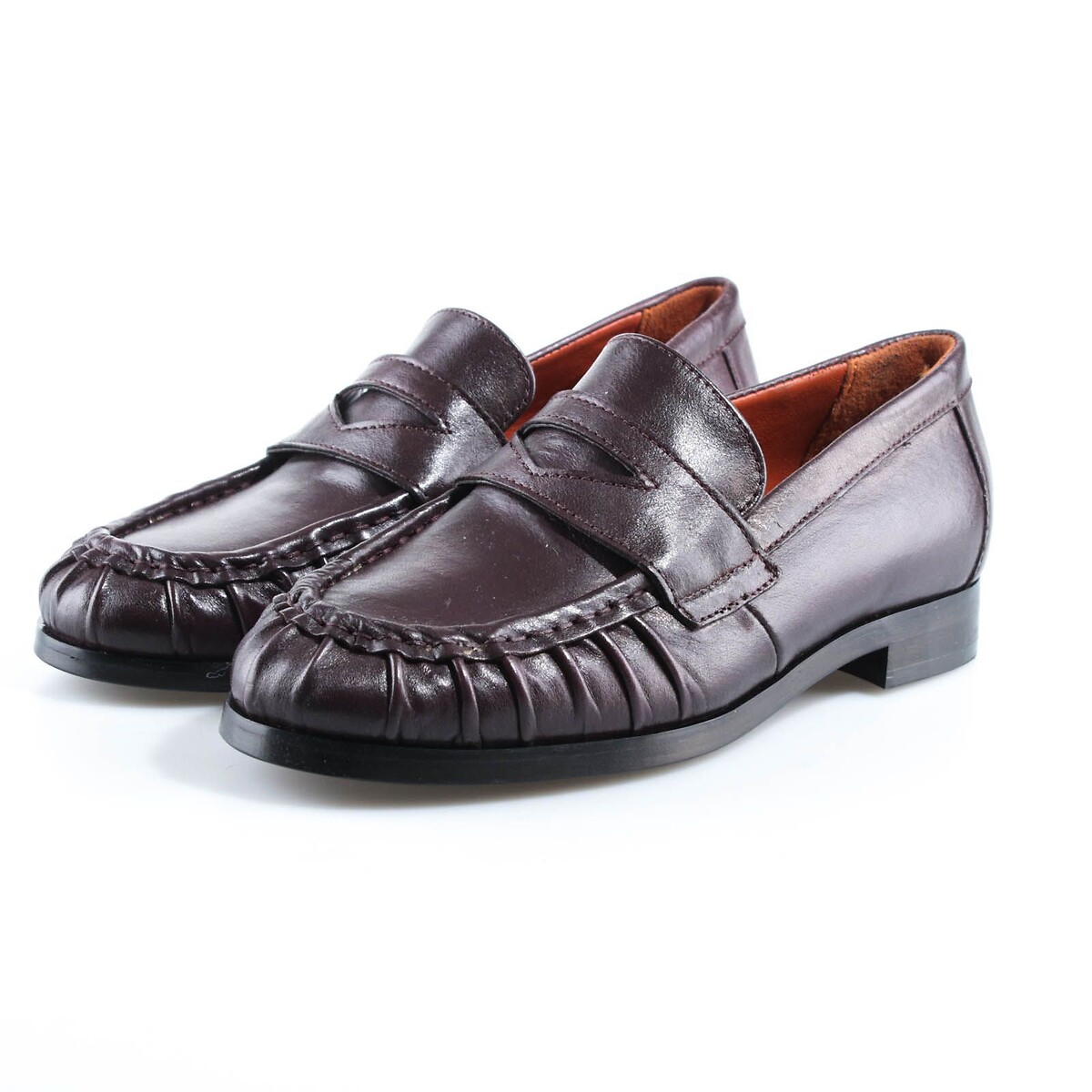 Mocassins en cuir plissé burgundy, MJUS