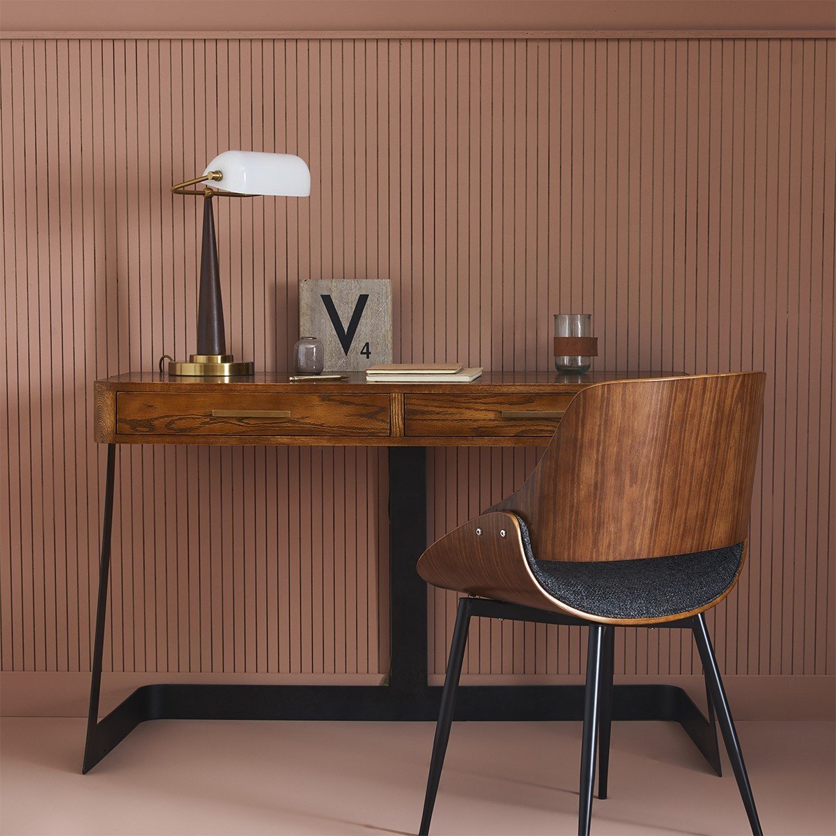 Bureau en métal et chêne massif SCARLETT bois clair, SIGNATURE