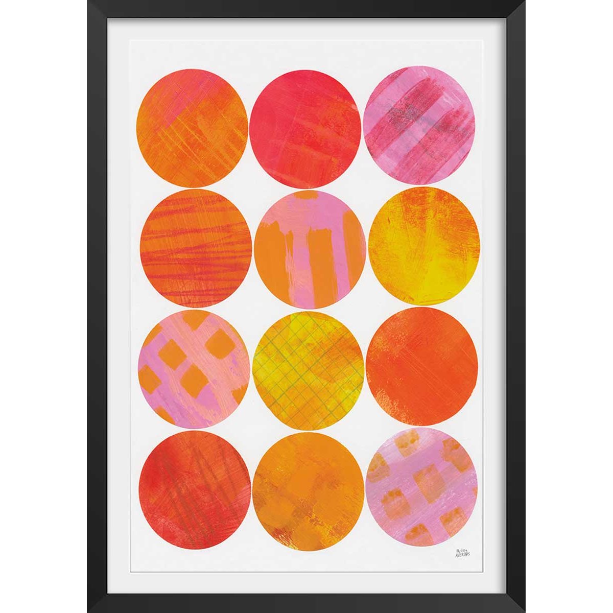 Poster sun shine circle affiche + cadre en bois - noir, HEXOA