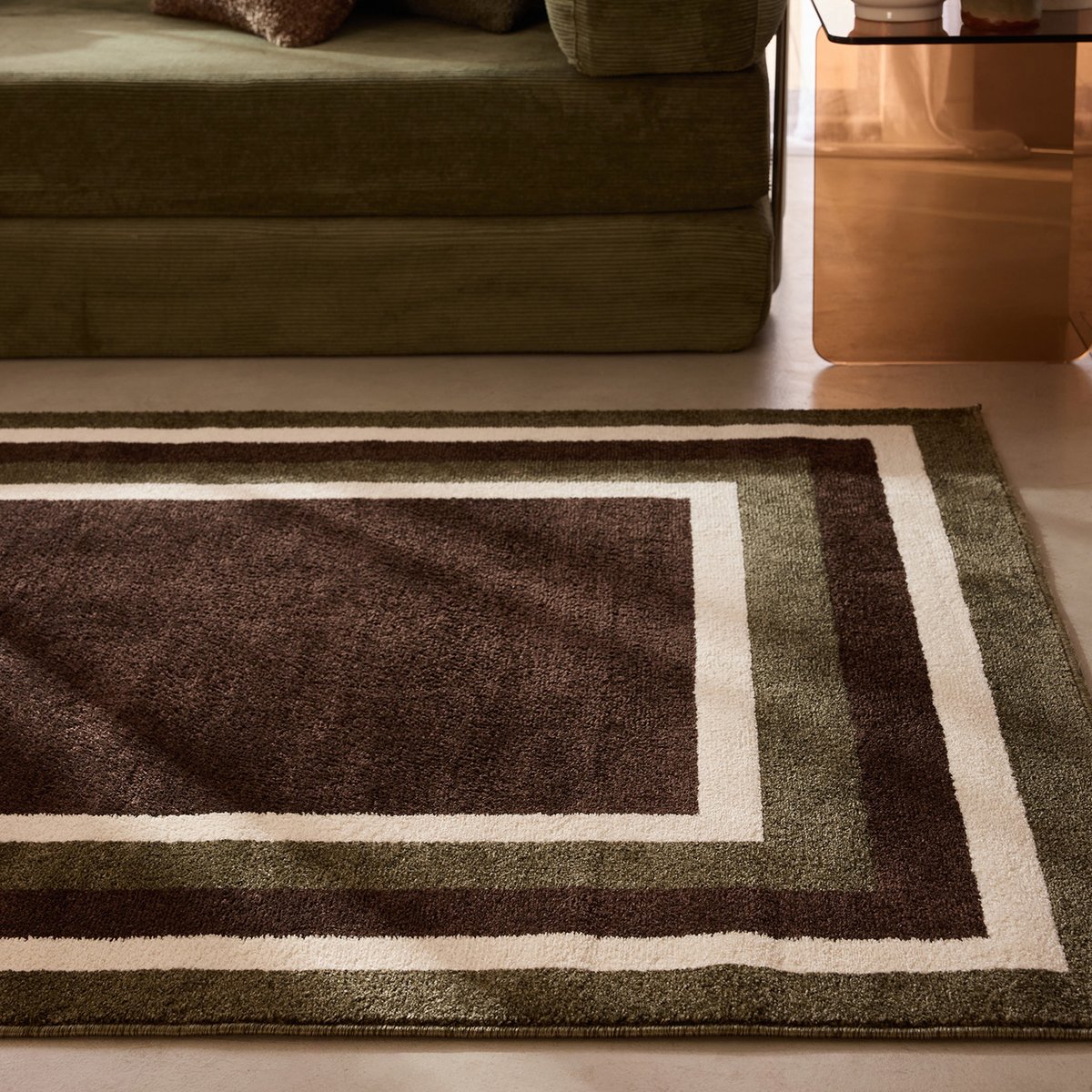 Tapis intérieur graphique rayé SANTAL marron, NAZAR RUGS