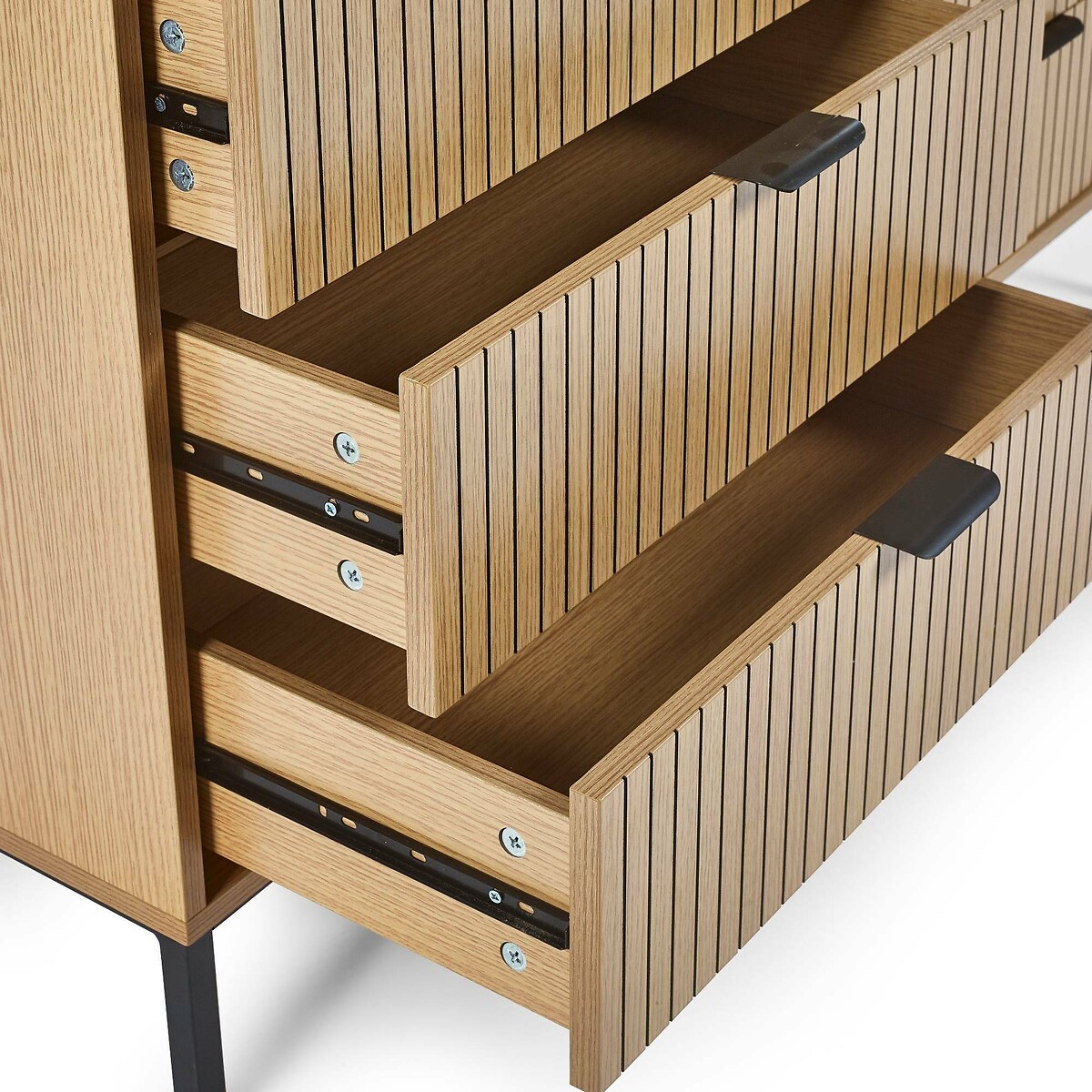 Gia Slatted Oak 6 Drawer Chest oak, SO'HOME