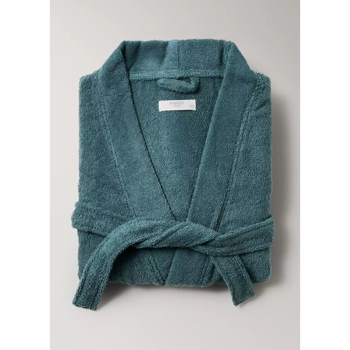 Peignoir en coton bouclette bleu pétrole, MANGO HOME