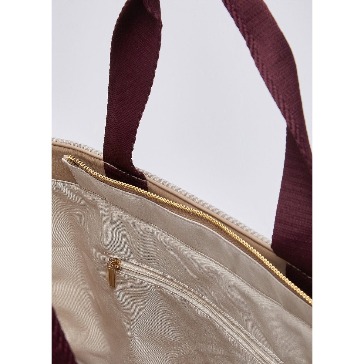 Grand sac cabas en tissu beige, LIU JO