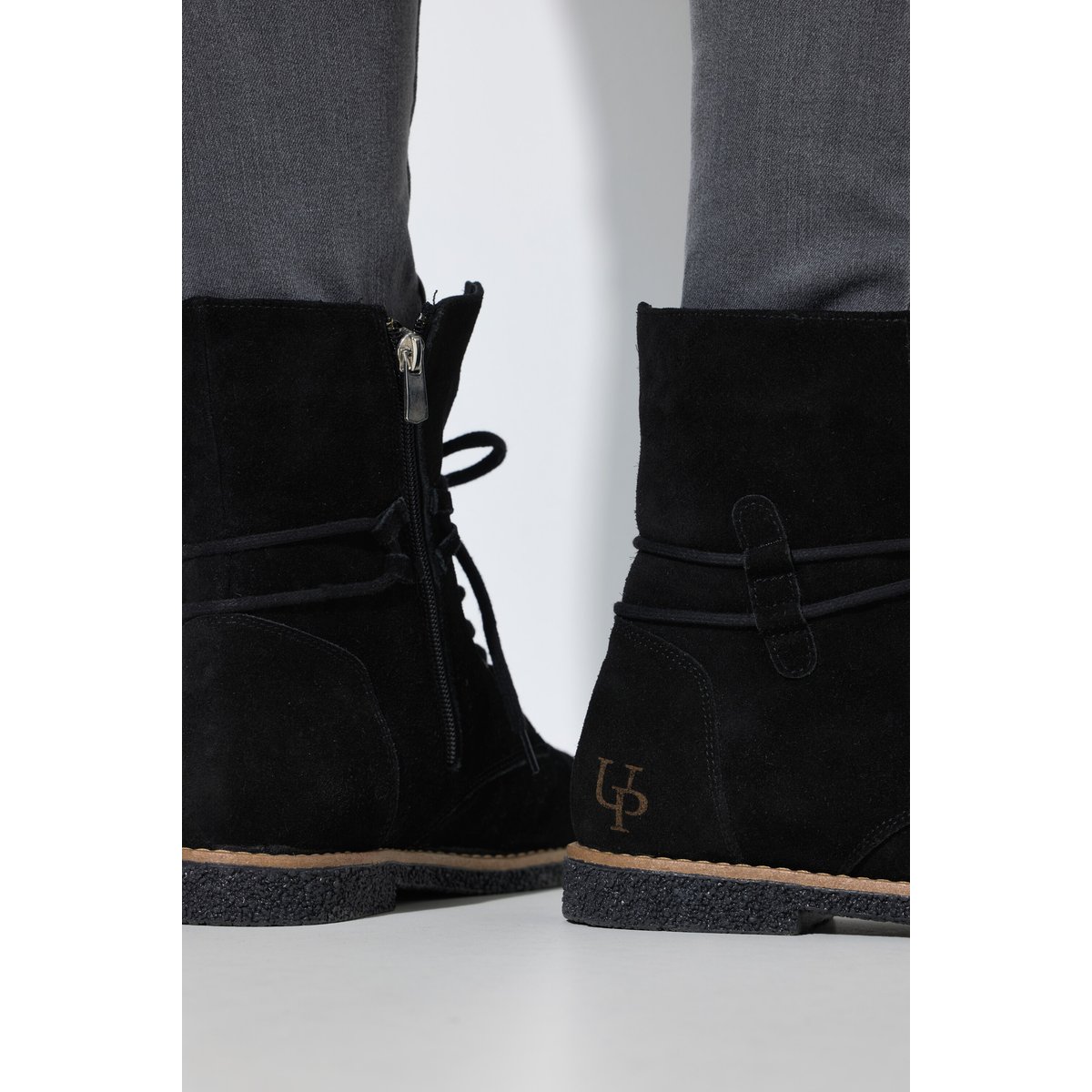 Bottines en cuir suédé , pied large noir, ULLA POPKEN