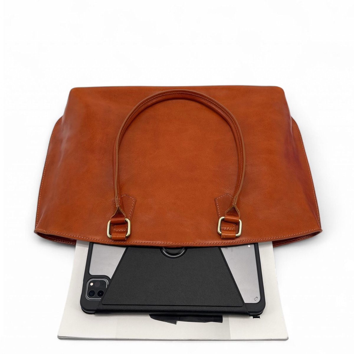Sac à main de bureau en cuir lisse GREENWICH camel, OH MY BAG
