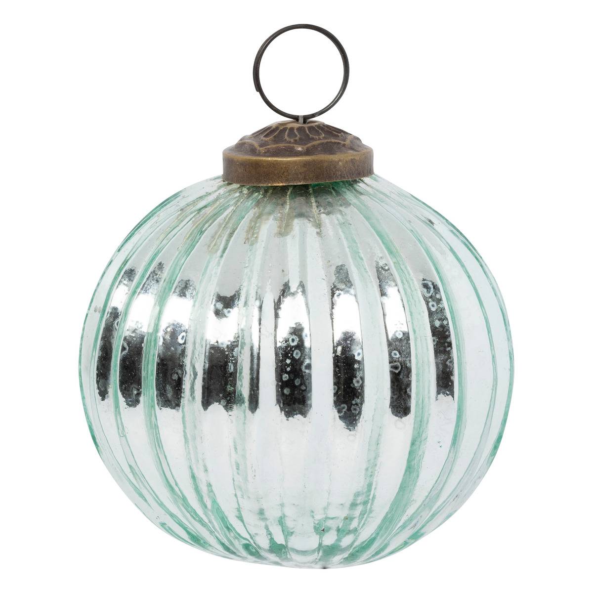 Boules de Noël "Refuge" lot de 3 en verre D8cm vert, FEERIC LIGHTS & CHRISTMAS