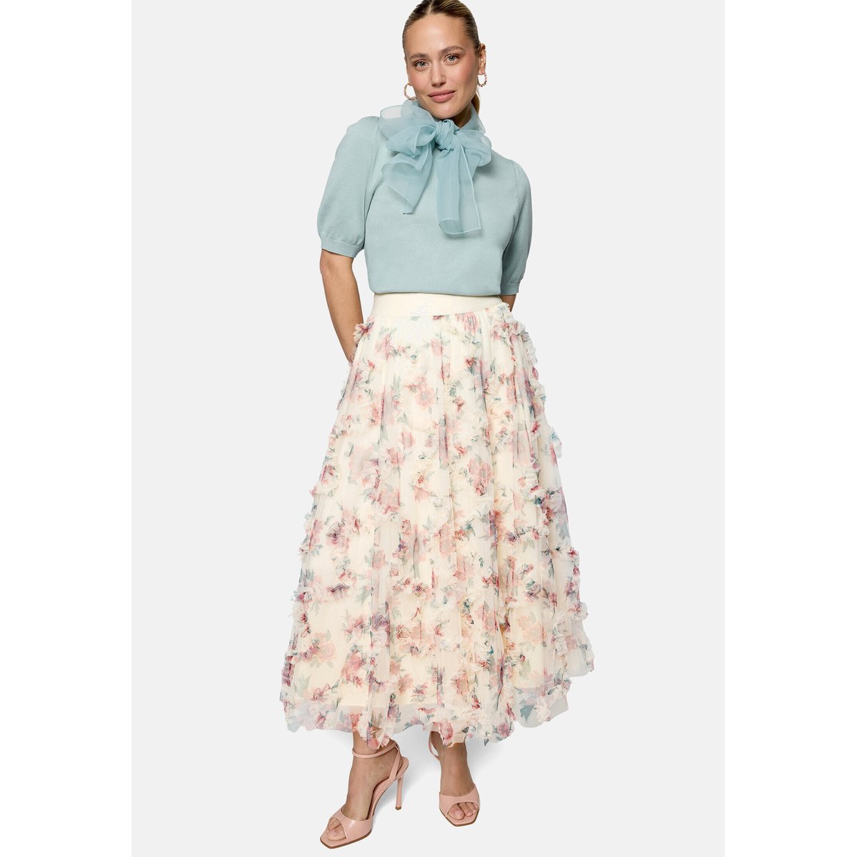 Jupe en tulle à imprimé à fleurs cream/pink, ZERO