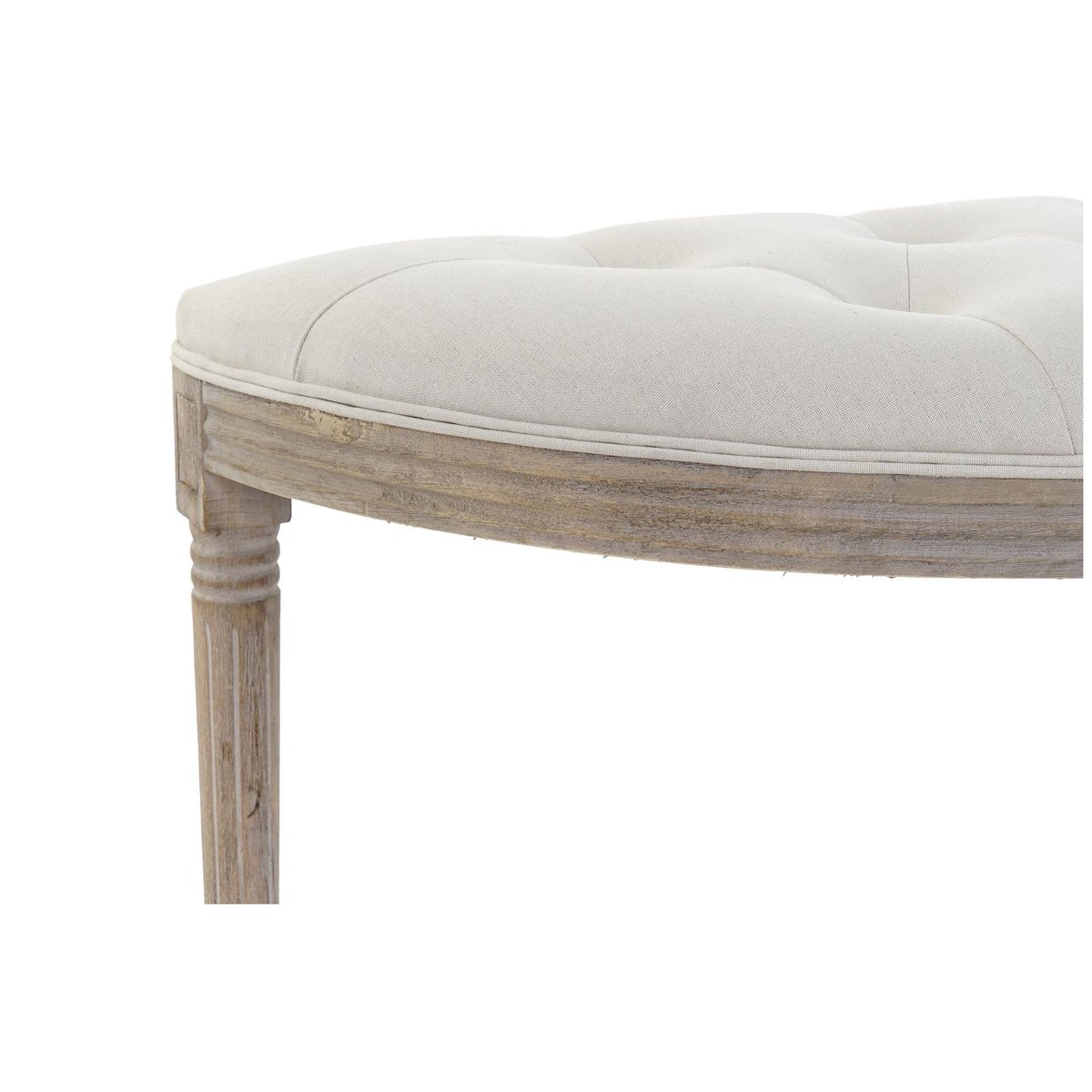 Banquette Demi-Lune Capitonnée Classique Bois et Polyester Beige beige, WADIGA
