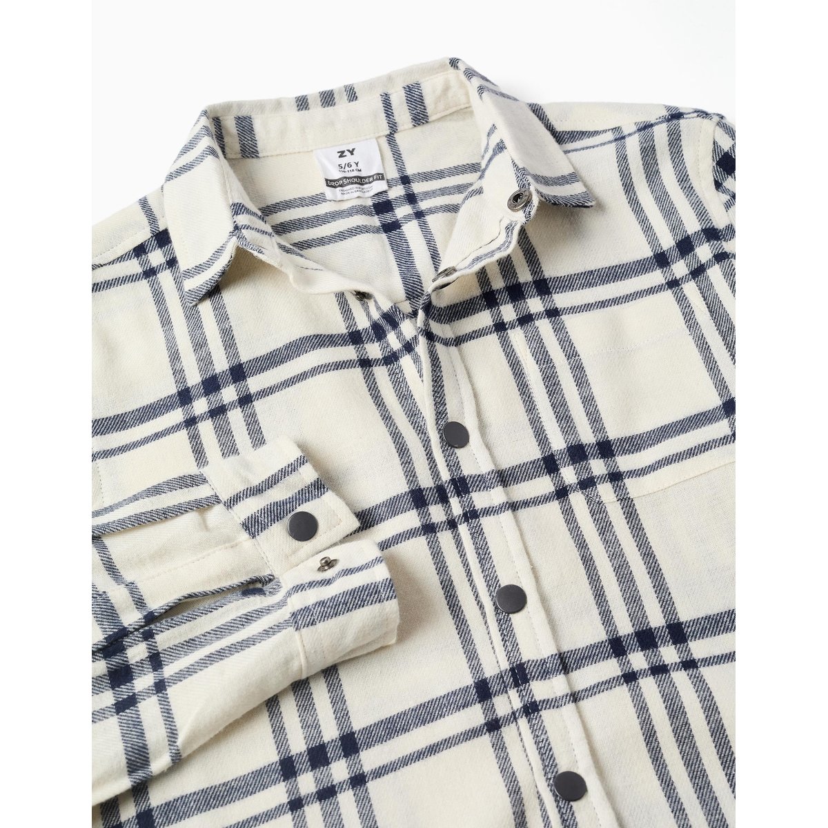 Chemise en flanelle à manches longues à carreaux blanc, ZIPPY