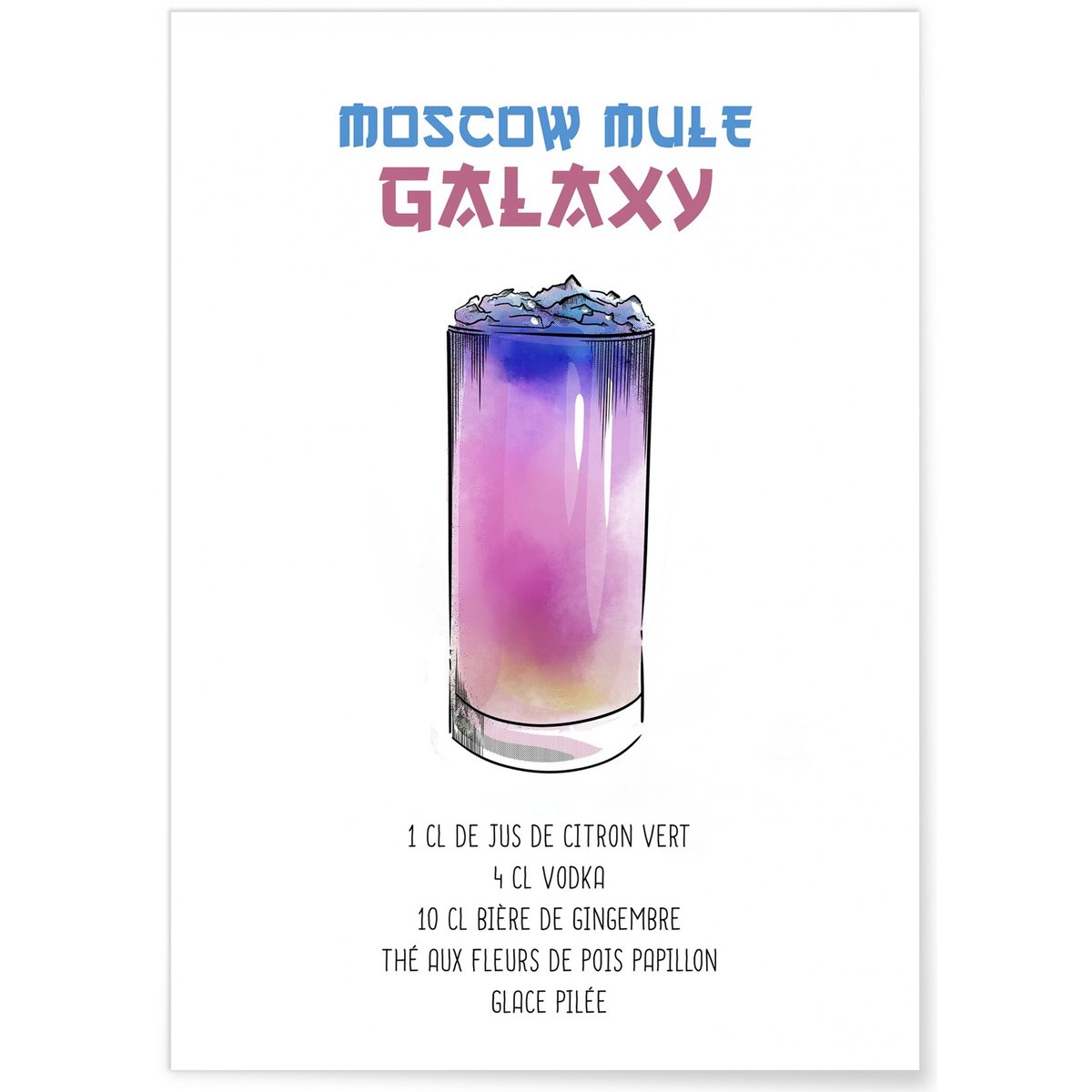 Affiche Cocktail Moscow Mule Galaxy blanc, L'AFFICHERIE