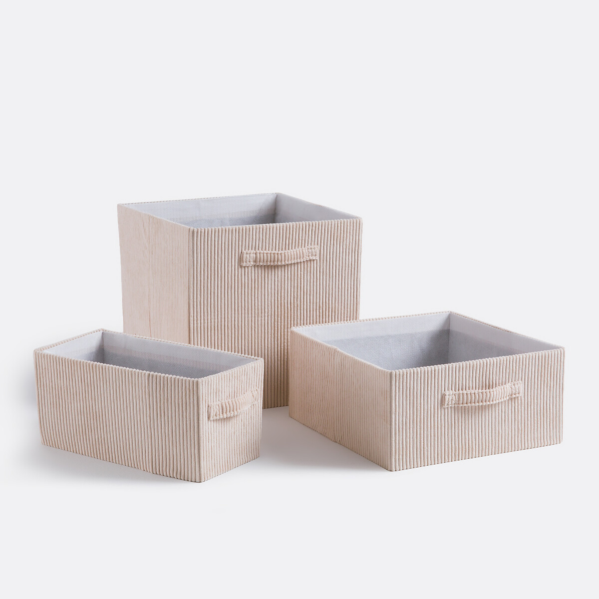 Veloudo Foldable Corduroy Basket ecru , LA REDOUTE INTERIEURS