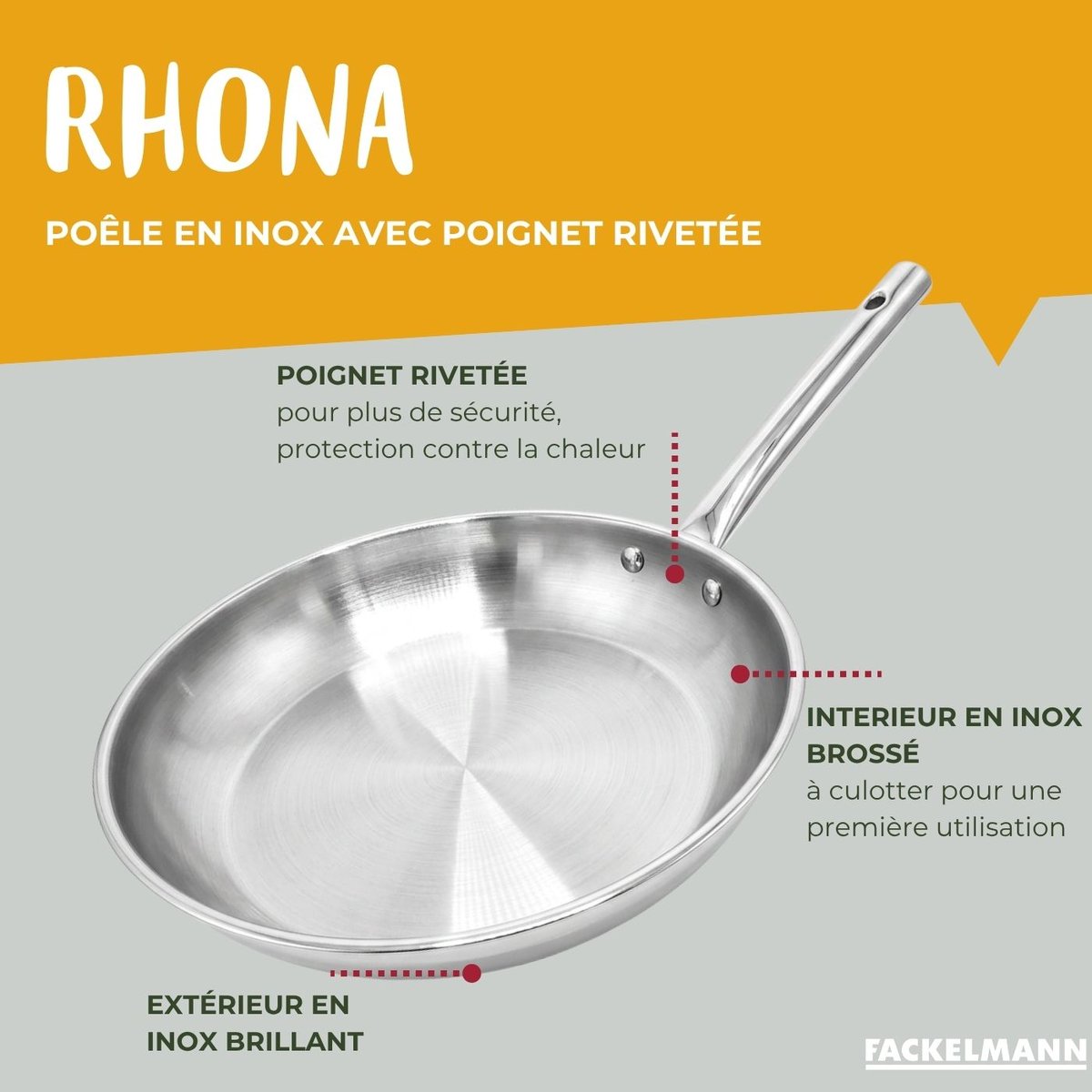 Lot 2 poêles de cuisson inox 20/24 cm gris, FACKELMANN