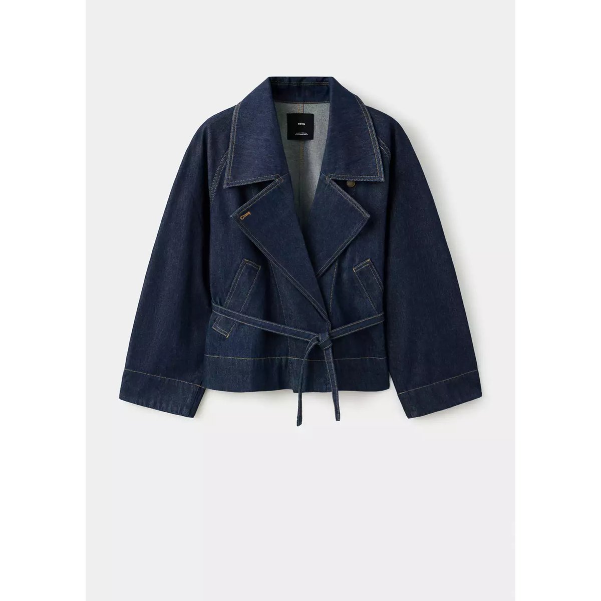 Trench denim ceinture bleu, MANGO