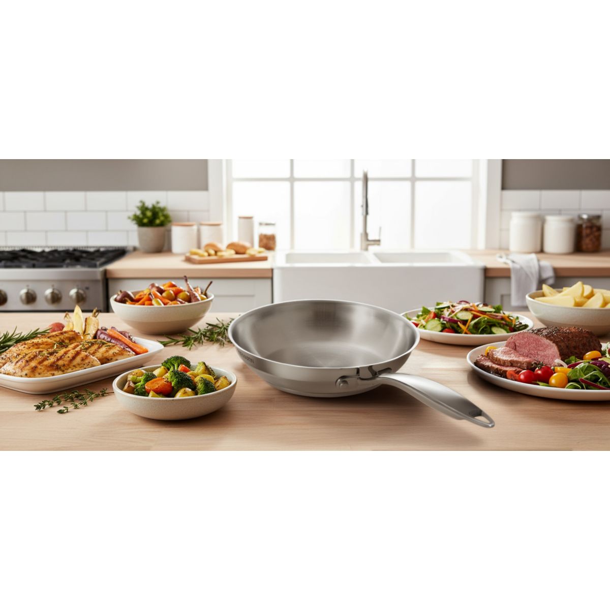 Poêle 24cm Inox couleur unique, ARTHUR MARTIN