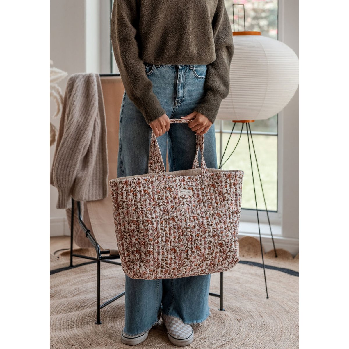 Sac cabas imprimé Edel blanc edel ambre, BINDI ATELIER