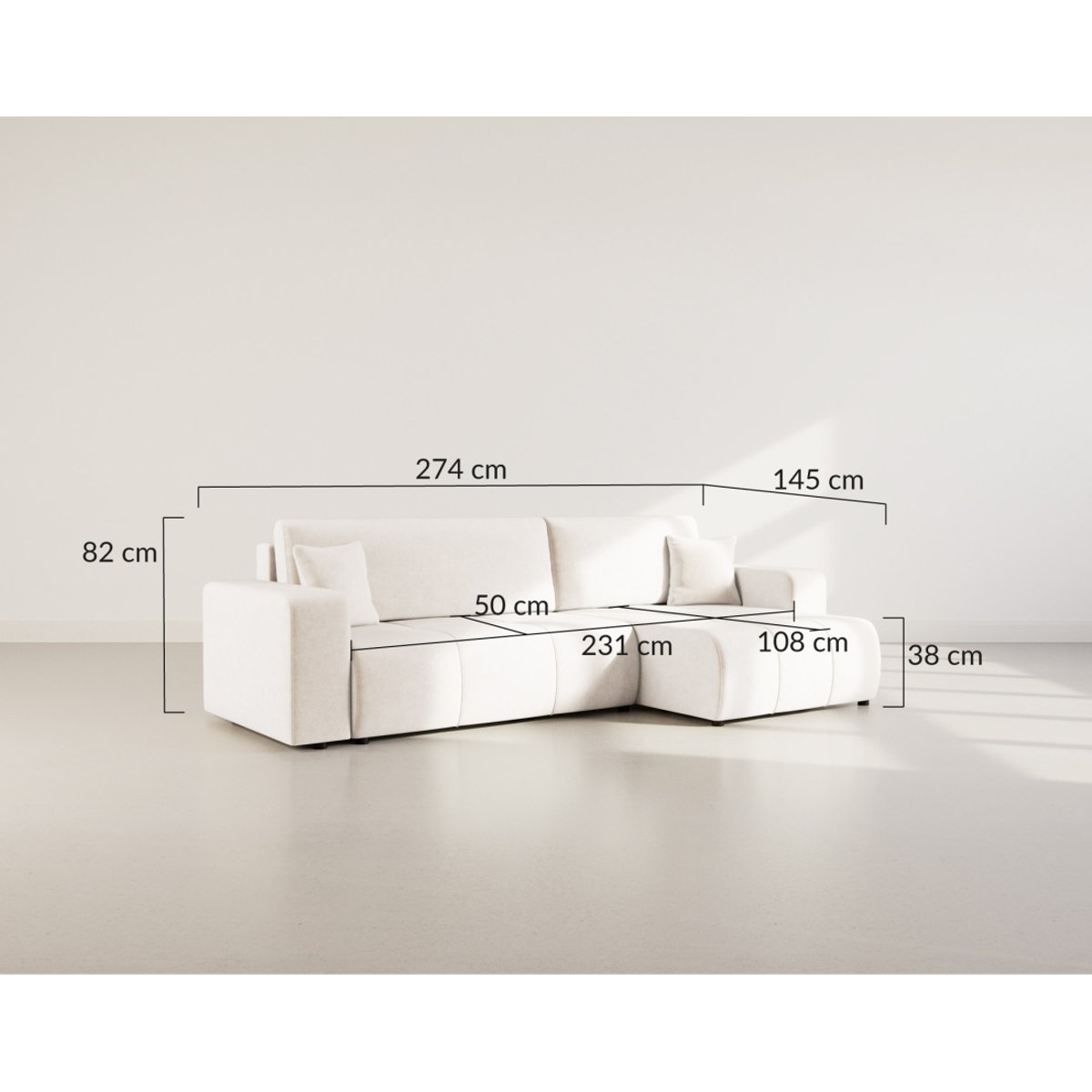 Canapé d'Angle Convertible 5 places - NICOLE gris, BEST MOBILIER