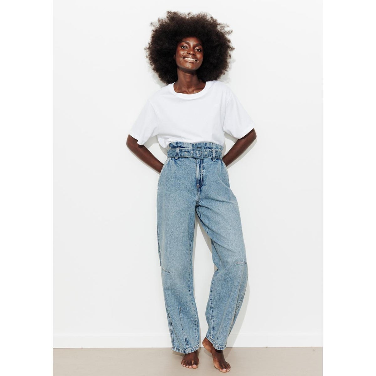 Jean paperbag taille haute jean moyen, PROMOD