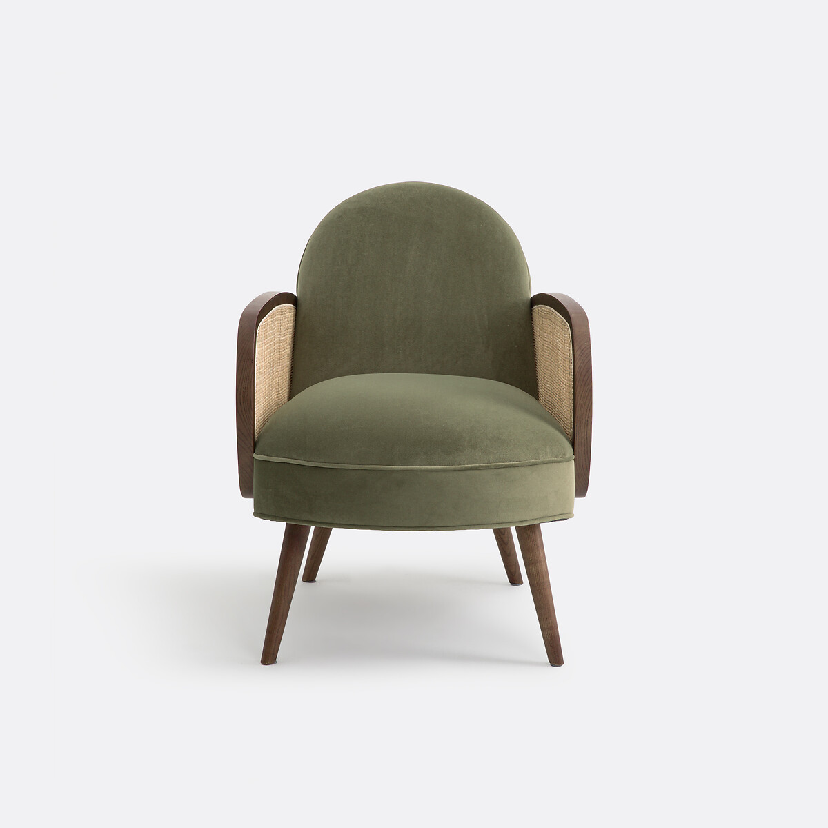 Fauteuil velours et cannage, Buisseau vert, LA REDOUTE INTERIEURS